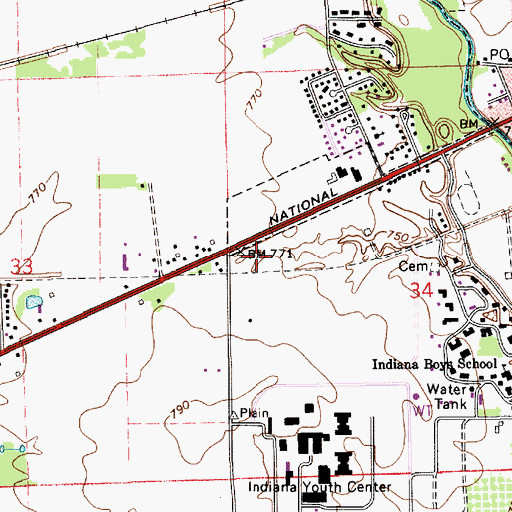 Topographic Map of Plainfield Police Department, IN
