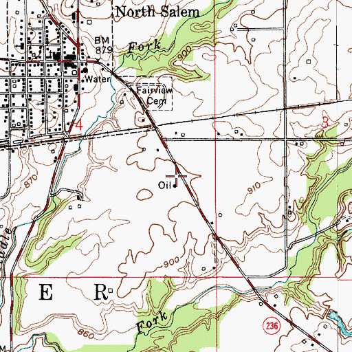 Topographic Map of North Salem Fire Department, IN