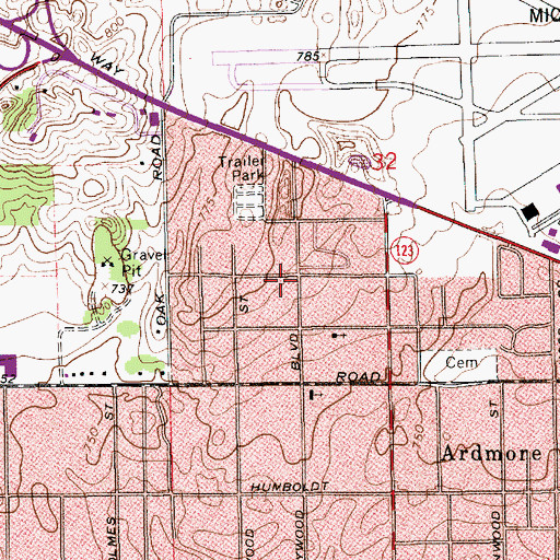 Topographic Map of German Township Volunteer Fire Department Station 2, IN