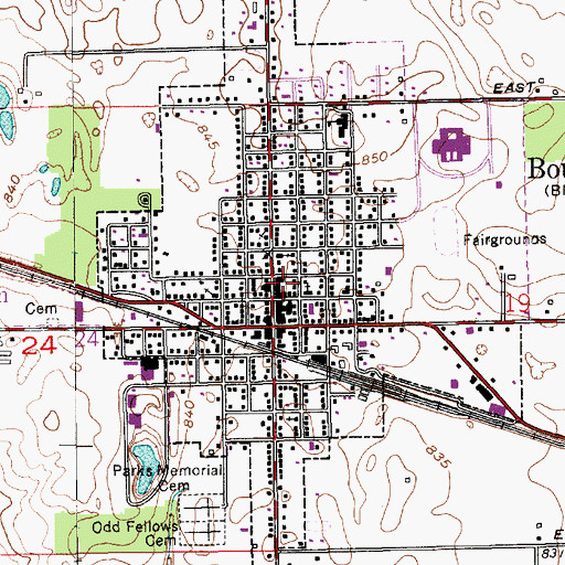 Topographic Map of Bourbon Emergency Medical Service, IN