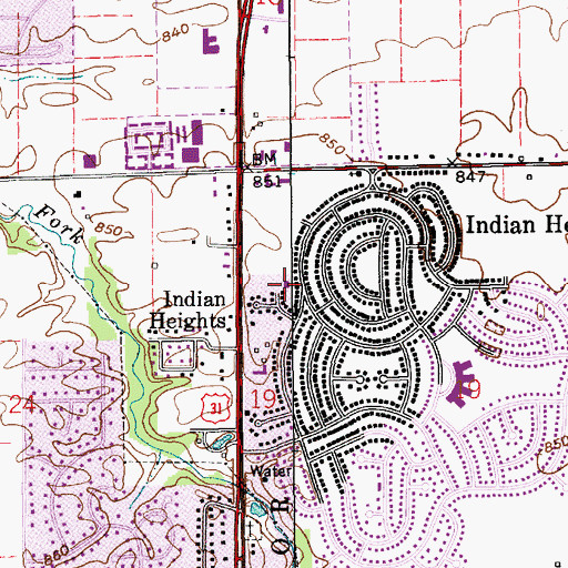 Topographic Map of Taylor Township Fire Department, IN