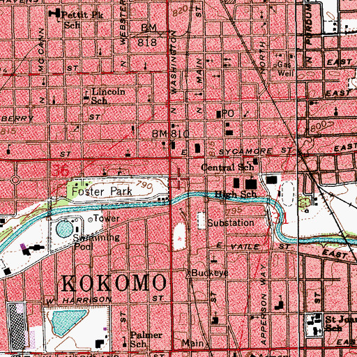 Topographic Map of Kokomo Fire Department, IN