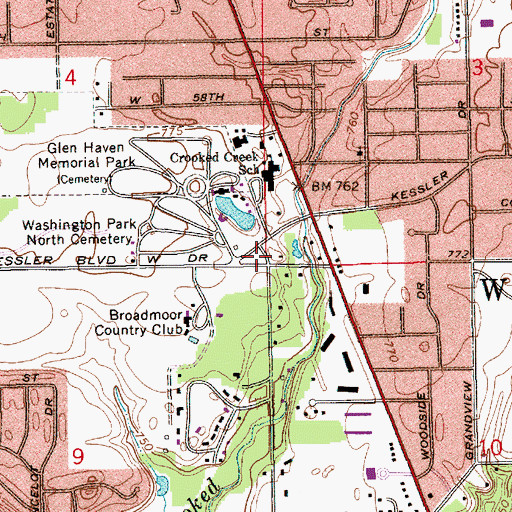 Topographic Map of Indianapolis Fire Department - Emergency Medical Services Station 12, IN