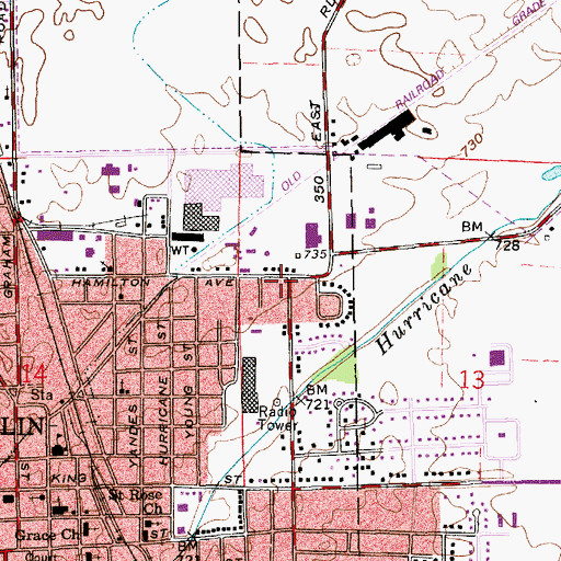 Topographic Map of Franklin Fire Department Station 22, IN