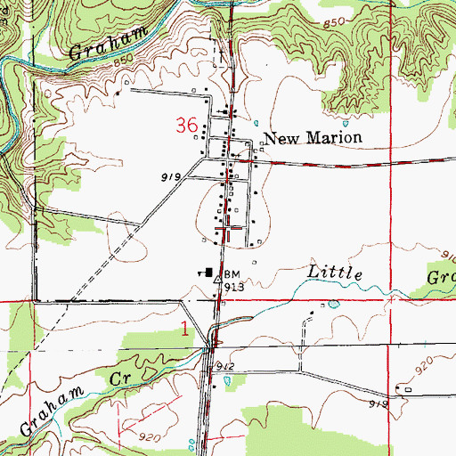 Topographic Map of New Marion Volunteer Fire Department, IN