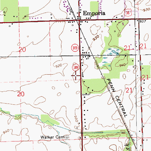 Topographic Map of Markleville Fire Department, IN