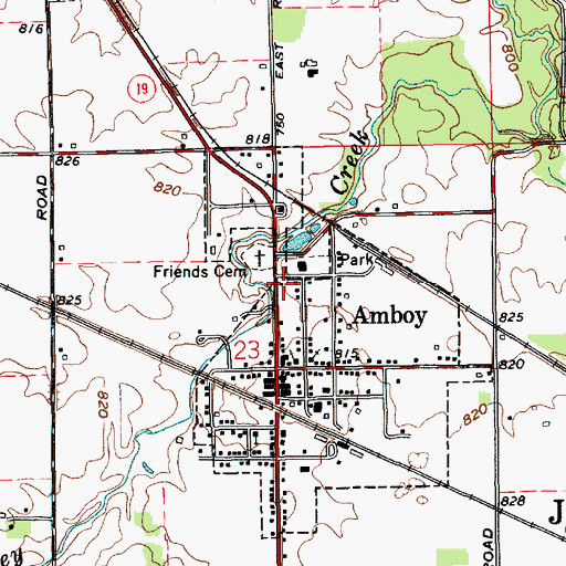 Topographic Map of Amboy Volunteer Fire Department, IN