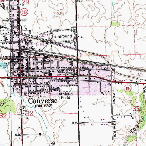 Topographic Map of Converse Volunteer Fire Department, IN
