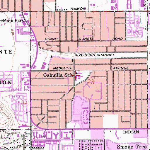 Topographic Map of Cahuilla Elementary School, CA
