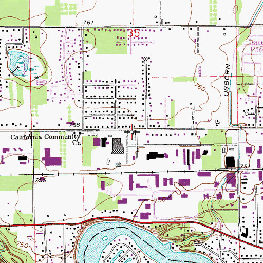 Topographic Map of Cleveland Township Fire Department, IN