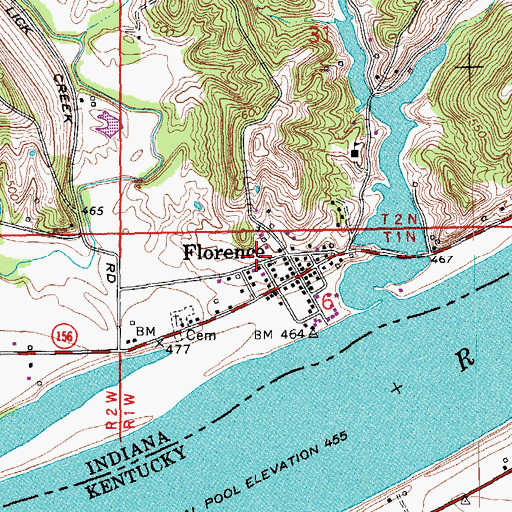 Topographic Map of East Enterprise Volunteer Fire Department Florence, IN