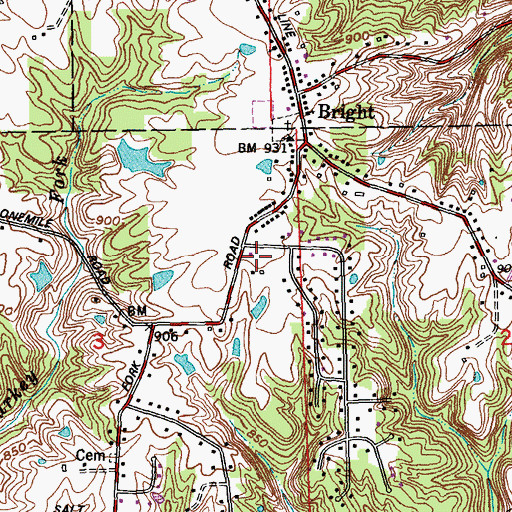 Topographic Map of Bright Volunteer Fire Department Station 1, IN