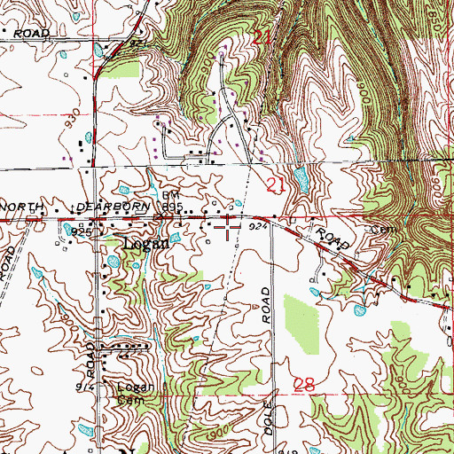 Topographic Map of Bright Volunteer Fire Station 3, IN