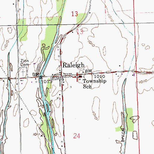 Topographic Map of Raleigh Fire Department Station 1, IN