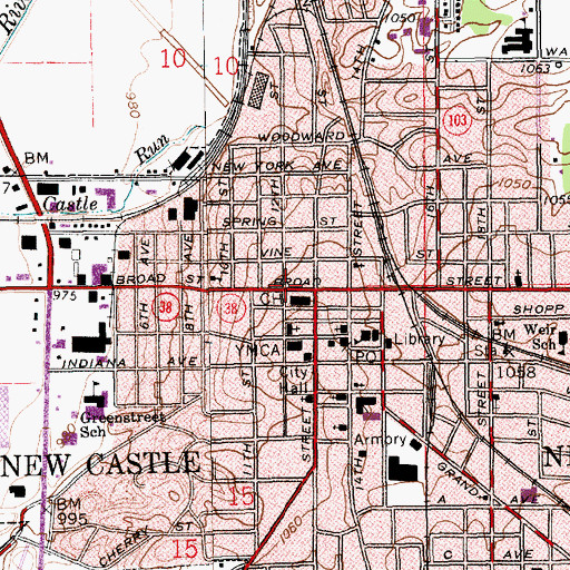 Topographic Map of Henry County Sheriff Department Emergency Medical Service, IN