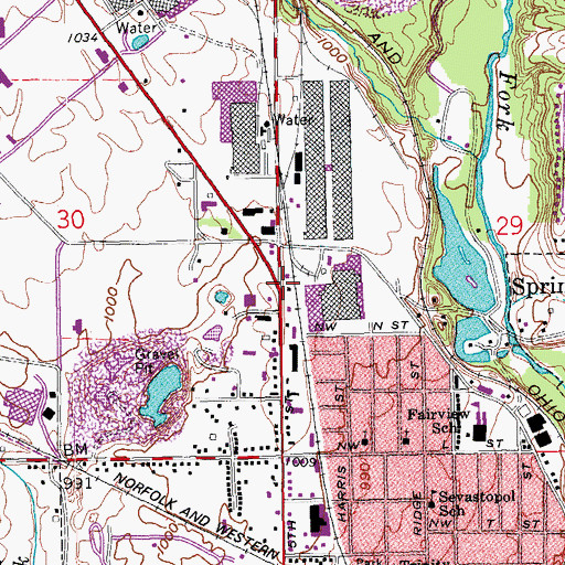 Topographic Map of Richmond Fire Department Station 6, IN