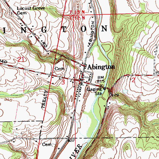 Topographic Map of Abington Township Fire Department, IN