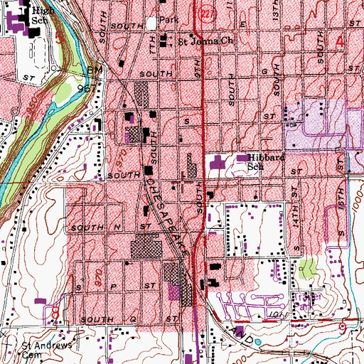 Topographic Map of Richmond Fire Department Station 4, IN