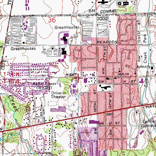 Topographic Map of Richmond Fire Department Station 5, IN