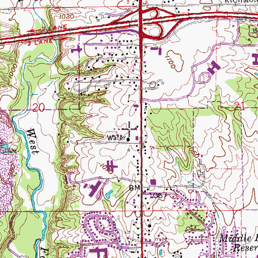 Topographic Map of Richmond Fire Department Station 2, IN