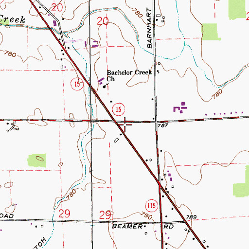 Topographic Map of Noble Township Volunteer Fire Department North, IN