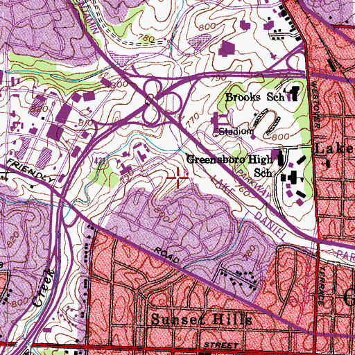 Topographic Map of Cone Health Behavioral Health Hospital, NC