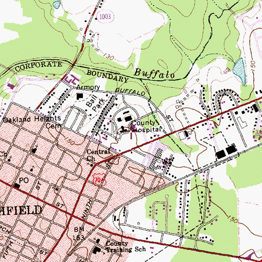 Topographic Map of Johnston UNC Health Care, NC