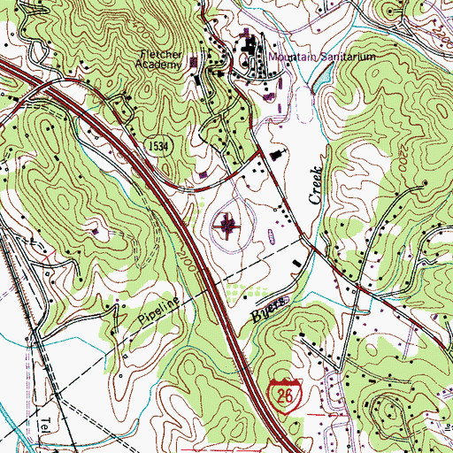 Topographic Map of Park Ridge Health Hospital, NC