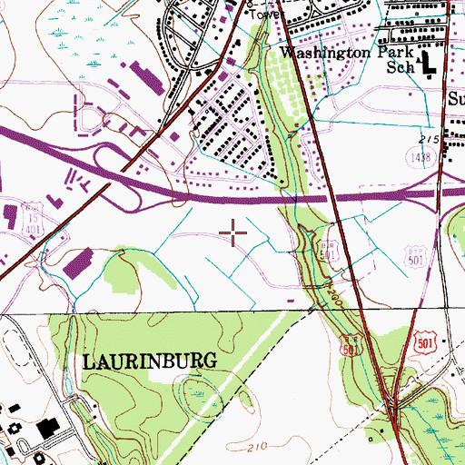 Topographic Map of Scotland Memorial Hospital and Edwin Morgan Center, NC