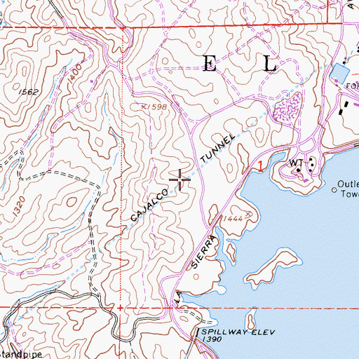 Topographic Map of Cajalco Tunnel, CA