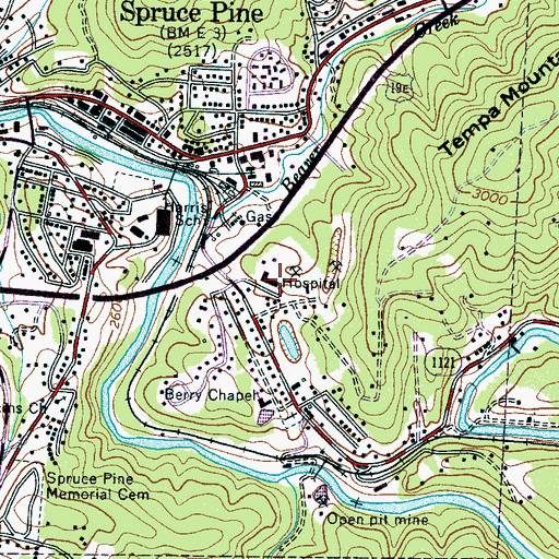 Topographic Map of Blue Ridge Regional Hospital, NC
