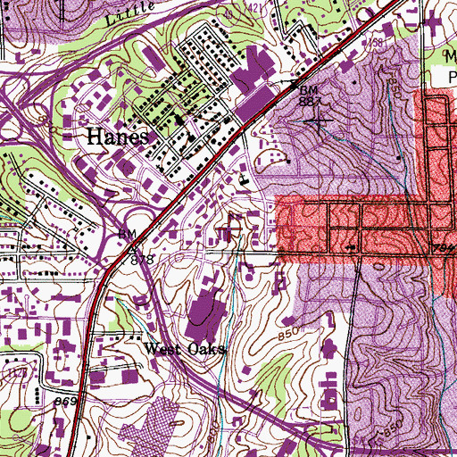 Topographic Map of Novant Health Medical Park Hospital, NC