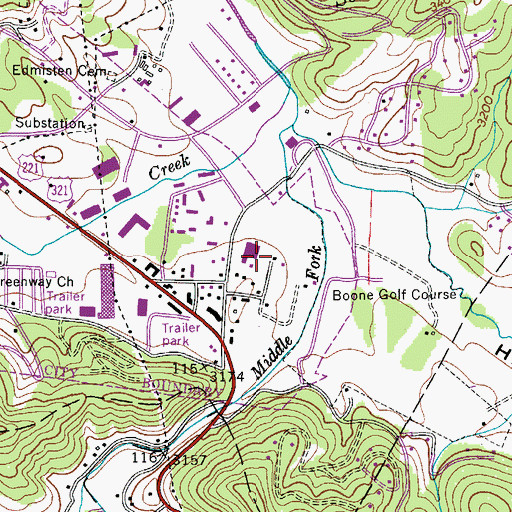 Topographic Map of Watauga Medical Center, NC