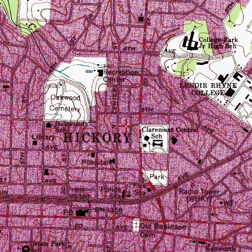 Topographic Map of Frye Regional Medical Center, NC