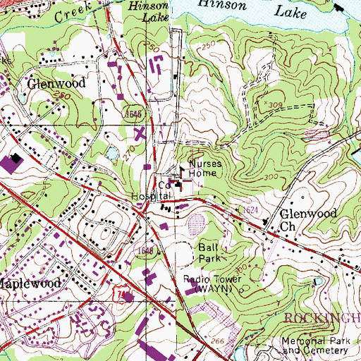 Topographic Map of Richmond Memorial Hospital, NC