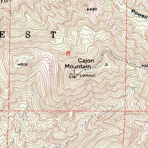Topographic Map of Cajon Mountain, CA