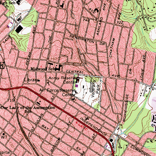 Topographic Map of United States Army Reserve Hospital, NC