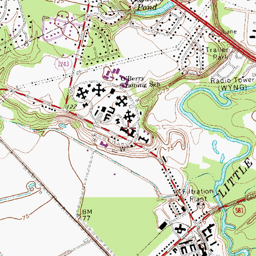 Topographic Map of O'Berry Neuro - Medical Treatment Center, NC