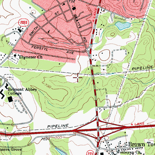 Topographic Map of Carolinas Rehabilitation Center - Mount Holly, NC