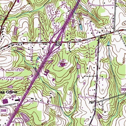 Topographic Map of Fellowship Hall, NC