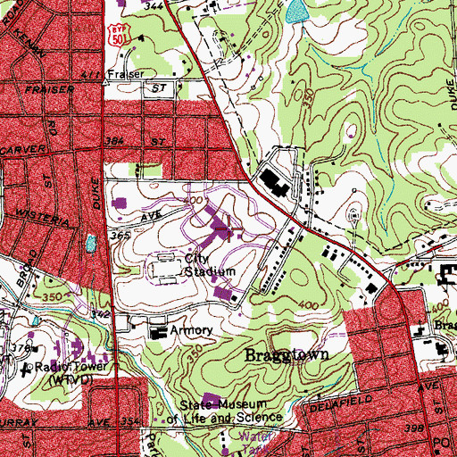 Topographic Map of Select Specialty Hospital - Durham, NC