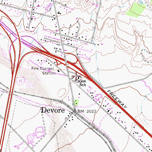 Topographic Map of Cajon School, CA