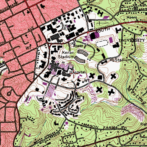 Topographic Map of University of North Carolina Neurosciences Hospital, NC
