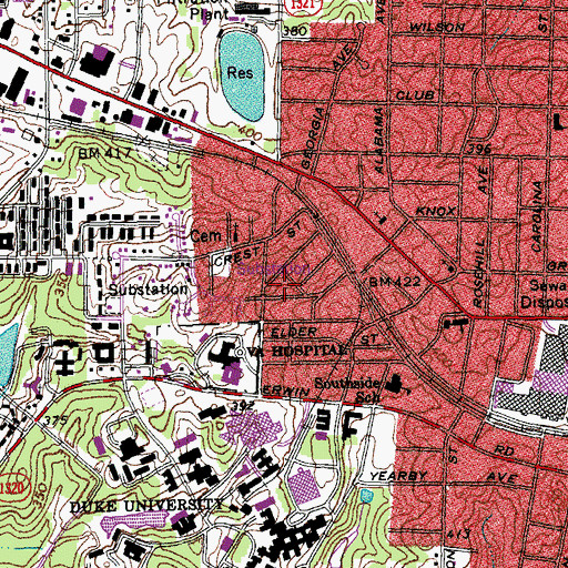 Topographic Map of Duke Ambulatory Surgery Center, NC