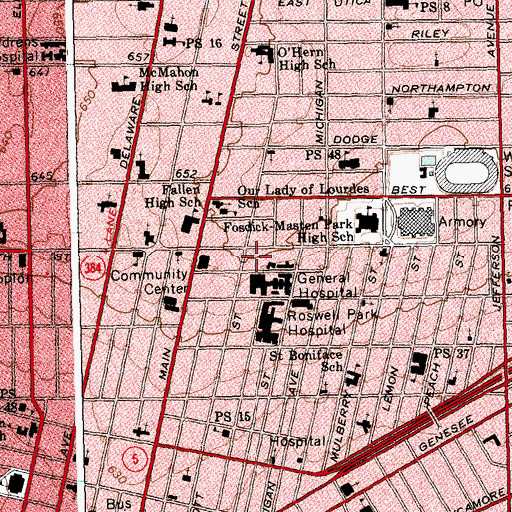 Topographic Map of Gates Vascular Institute, NY
