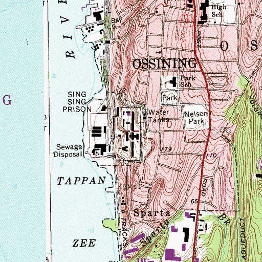 Topographic Map of Sing Sing Correctional Facility, NY