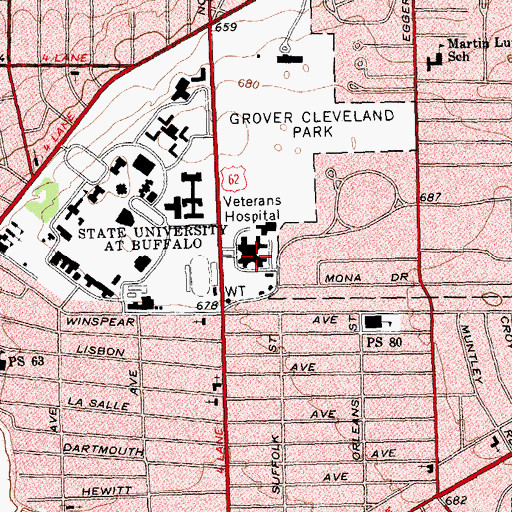 Topographic Map of Buffalo Veterans Affairs Medical Center, NY