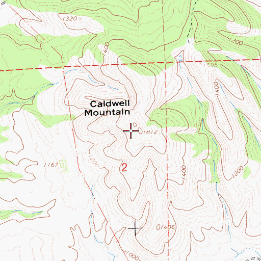 Topographic Map of Caldwell Mountain, CA