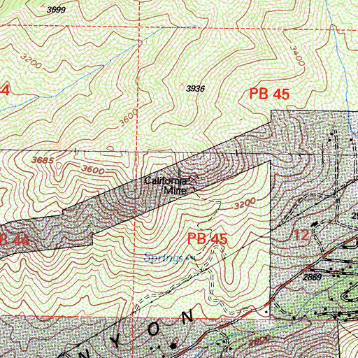 Topographic Map of California Mine, CA