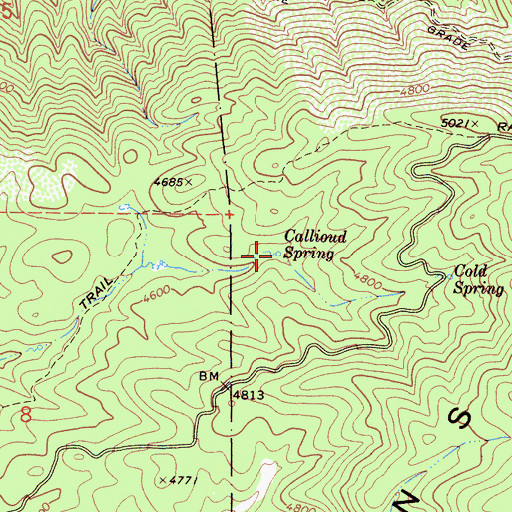 Topographic Map of Callioud Spring, CA